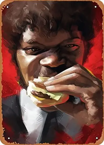 Muecddoa Movie Poster Retro Metal Sign Jules Winnfield Tarantino Movies Wall Art Decor Metal Sign - 8 x 12inch sign