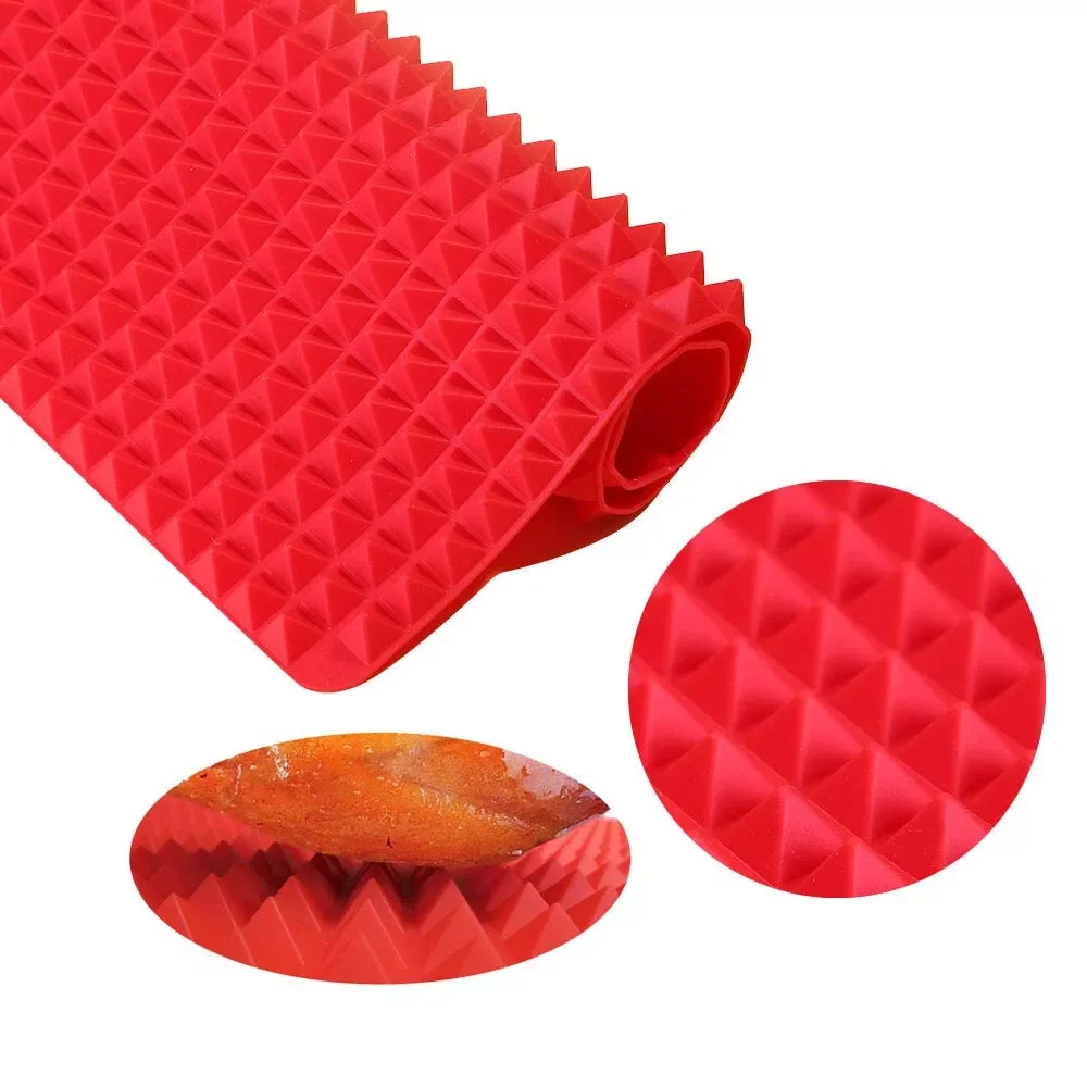 Non-Stick Silicone Pyramid Cooking Mat Baking Mat With Grid Versatile Oven Bbq Cooking Mat Heat-Resistant Mat Kitchen Tools