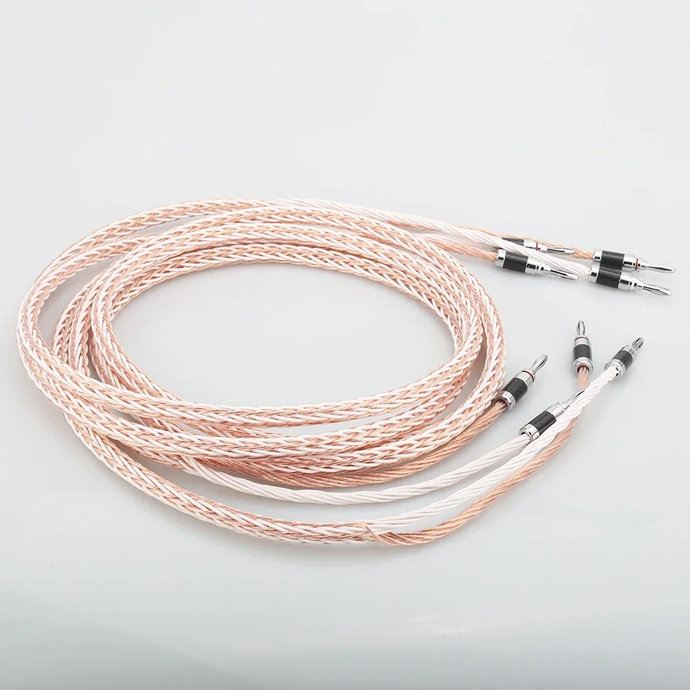 

High Fidelity Hifi Audio Speaker Interconnect Cable Carbon Fiber Banana Connector 8TC Speaker Cable for Audio Equipment