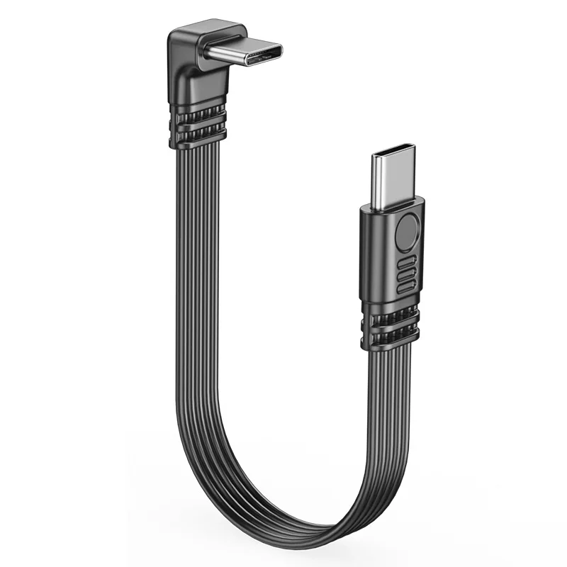 DOONJIEY 90 Degree Type C Flat Silicone Cable 480Mbps USB C Male To Female Extender Data Cord 45W Charging for Samsung Xiaomi - view 6