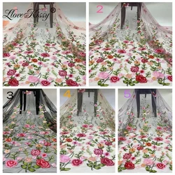High Quality Lace 5 Yards Spot Wholesale Small Floral Embroidery Lace Fabric Dress10 Colors Embroidery Fabric Wide:125CM