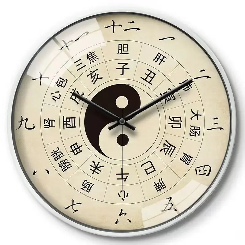 8/10inch Feng Shui Wall Clock Traditional Chinese Medicine Art Wall Decor Tai Chi Bagua Wealth and Good Lucky Image Clock