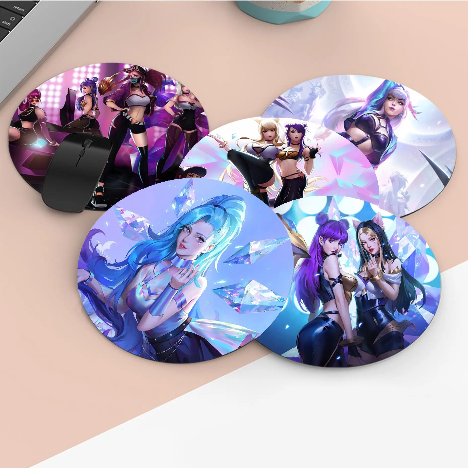 

L-lOL KDA-Kaisa Mousepad Animation Round Big Promotion Table Mat Student Mousepad Keyboard Pad Games Pad Office Desk Accessories