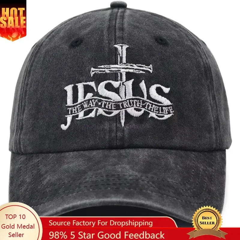 

Christian Jesus Hat Men Women Adjustable Embroidered Cotton The Way The Truth The Life Baseball Cap Outdoor Casual Headwear