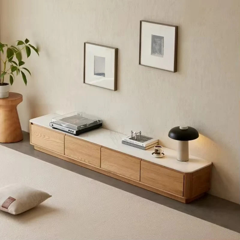 

Furniture Living Room Natural Wood Oak TV Media Cabinet with 3 or 4 Drawer Wooden TV Unit Oak