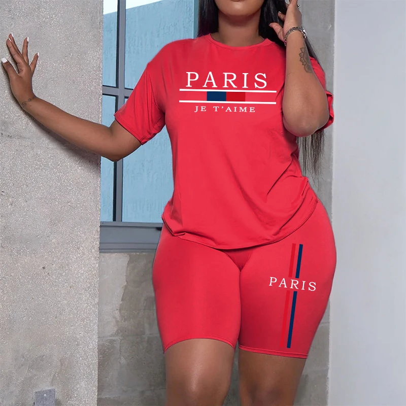 2025 Womens Outfits Fashion Casual Printing Short Sleeve+Shorts Suit Simplicity T-shirt Tracksuits Summer Daily Short Sets S-3XL image 5