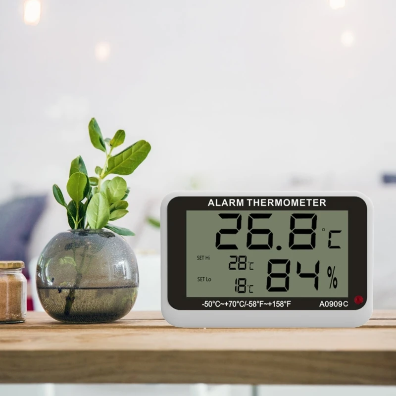 Termometer Dalam Ruangan Digital LCD Higrometer Kelembaban Meter Alarm Meter Dropship