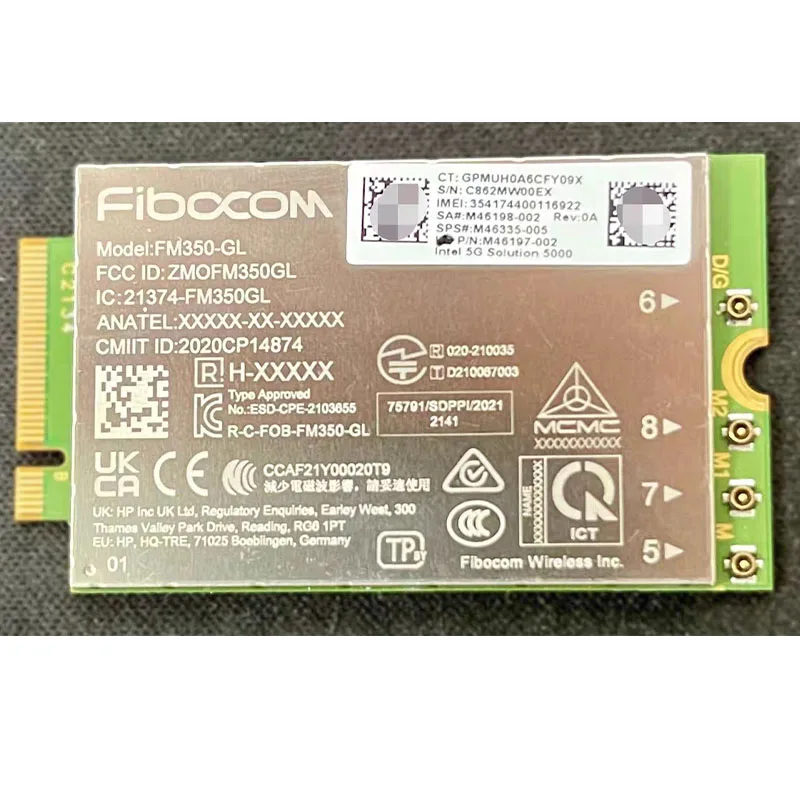 

Модуль FM350-GL NR Sub6 M.2 5G LTE для ноутбуков X360 830 840 850 G7