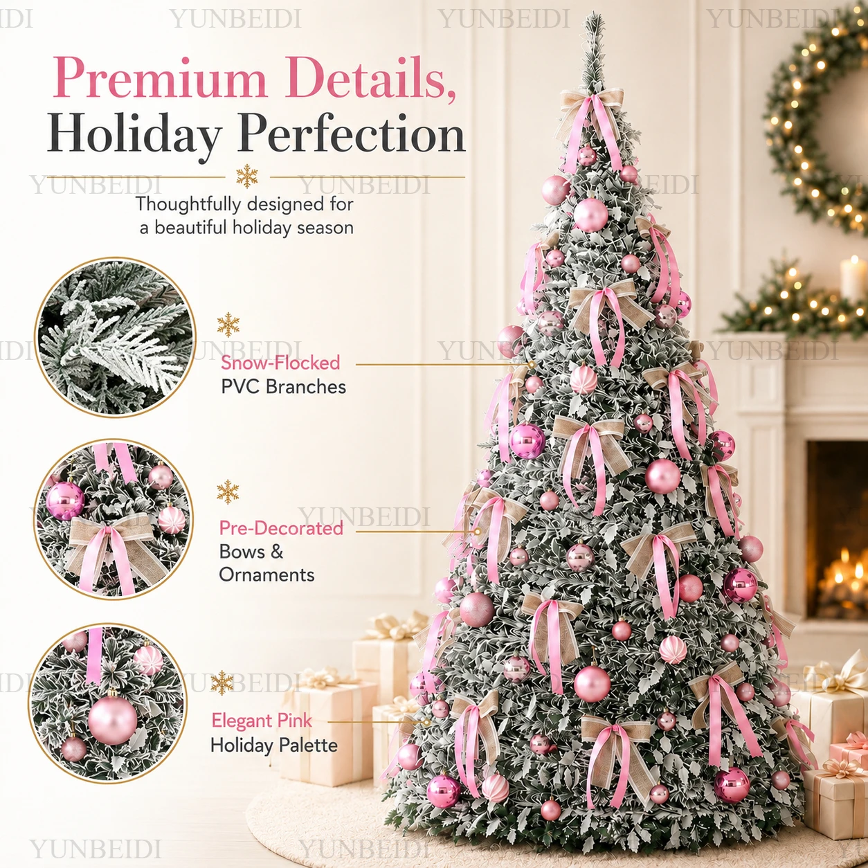One-Piece Christmas Treewith LED and Decorations High-end Stretchable Christmas Tree 120CM To 180CM Family Christmas Party Decor
