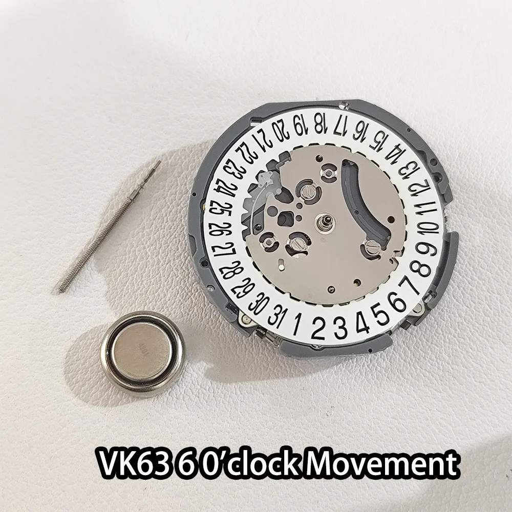 For VK63 High Accuracy Quartz Chronograph Movement Date At 3/6 O'clock White/Black Windows Multifunctional Men‘s Watch Movements