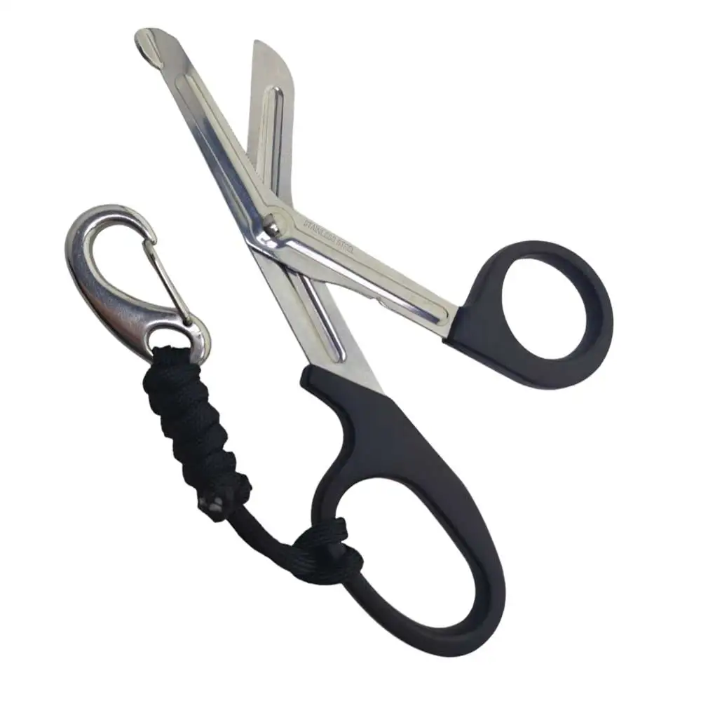 Scuba Diving Stainless Steel Scissors  with 316 SS Hook Underwater Scissors Escape Rope Line Fishing Net Shear Diver Safety Kit