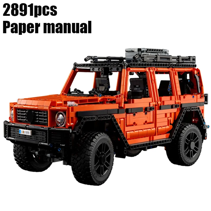2891 Teile Raumdekoration Orange Auto Baustein-Set Baufahrzeug Ziegelstein-Modell Erwachsene Geburtstag Weihnachtsgeschenke