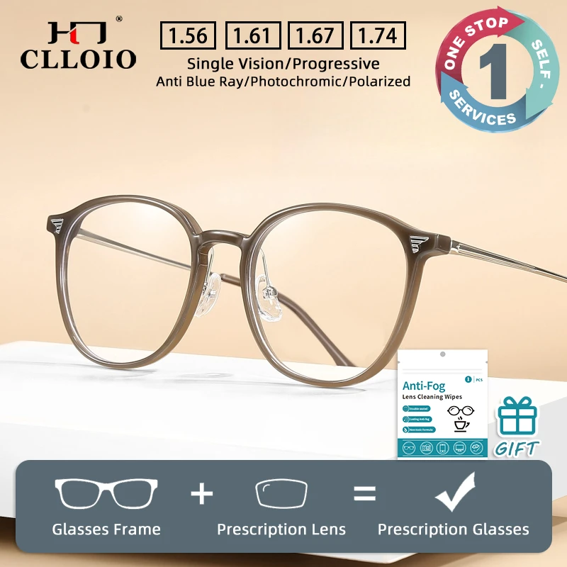 

CLLOIO New Fashion Versatile TR90 Round Frame Prescription Glasses Anti-Reflective Myopia Reading Glasses Progressive Eyewear