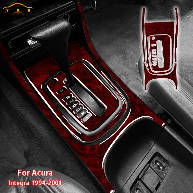 

Red Wood Grain Gear Panel Set Sticker For Acura Integra Two doors 1994-2001 Car Interior Styling Accessories