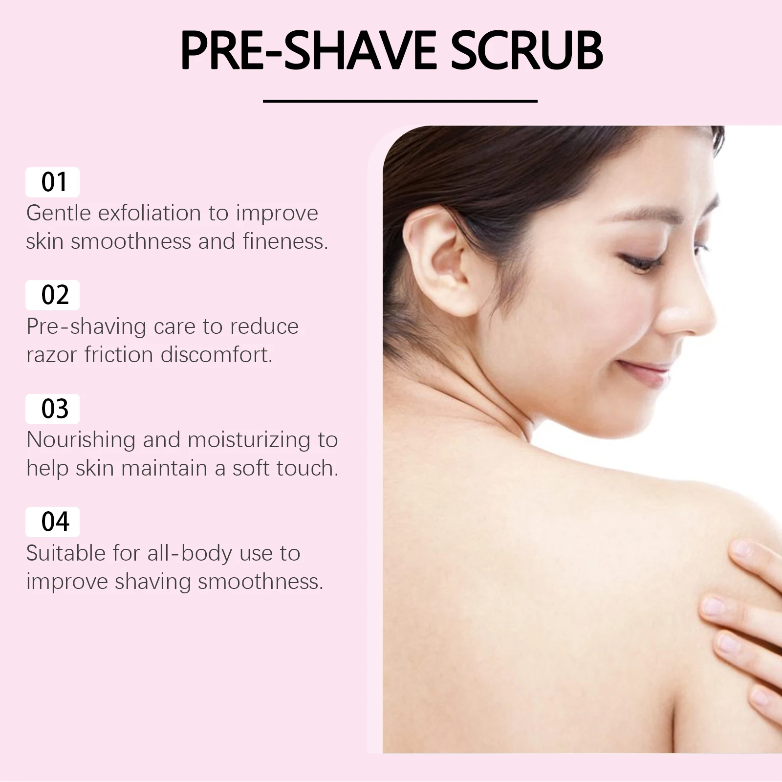 Hoygi Pre-Shave Exfoliating Scrub Gentle Body Cleanser for Smooth Soft Skin Daily Use Mild Moisturizing Hair Removal Care