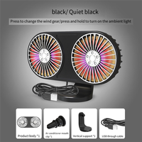 USB Car Air Outlet Dashboard Mini Fan 5V Auto Ventilation Fan Low Noise Dual-Head Auto Electric Fan 3 Gear Electrical