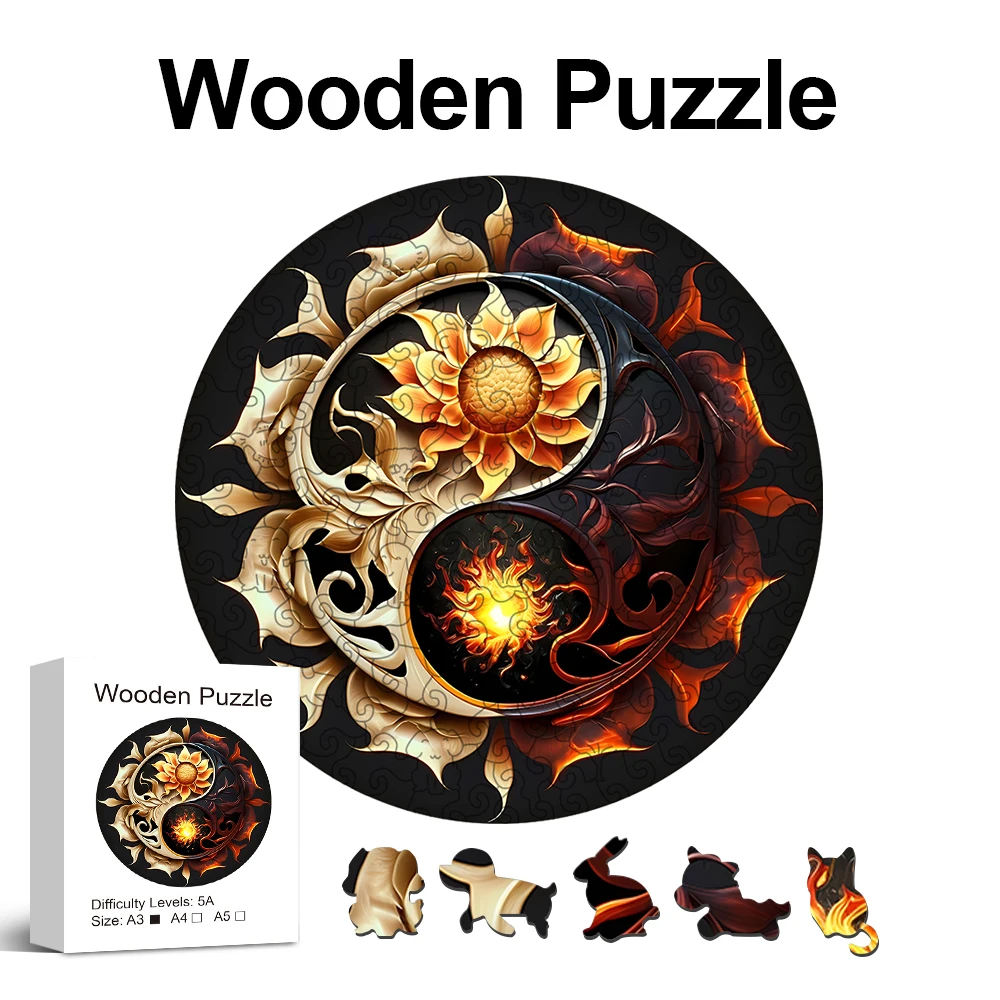 

Sunflower Theme Wooden Puzzle, Uniquely Irregular Animal Shaped Wooden Toys, Creative Handmade Decorations, Holiday Gifts