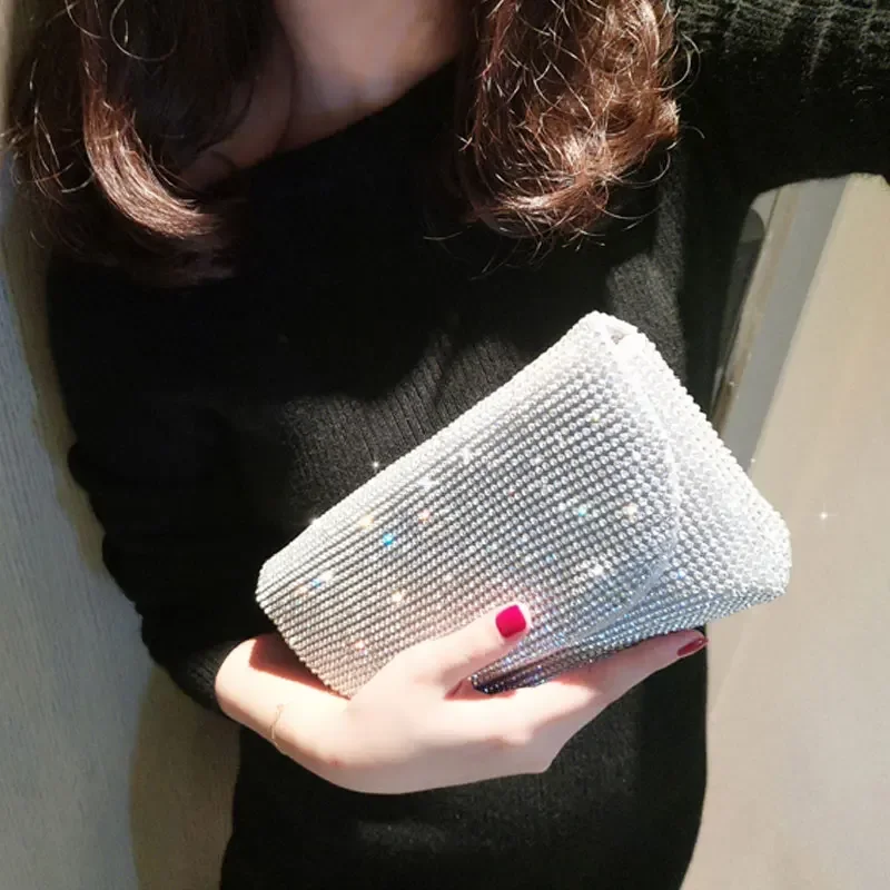 YoReAi-Bolso de mano a la moda para mujer, bolsa de noche de marca para fiesta, banquete, paquete de diamantes brillantes, bolso de hombro para boda