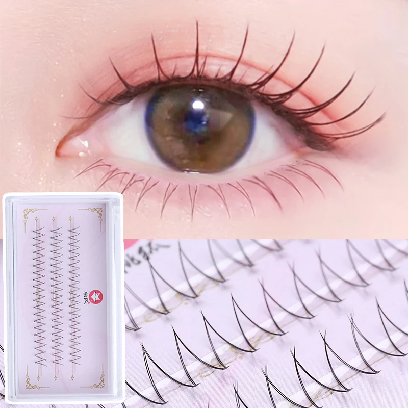 Korean Cross False Eyelashes V-shaped Individual Eyelashes 8-11mm Artificial Eyelashes Girl Group Cross Single-cluster Eyelash