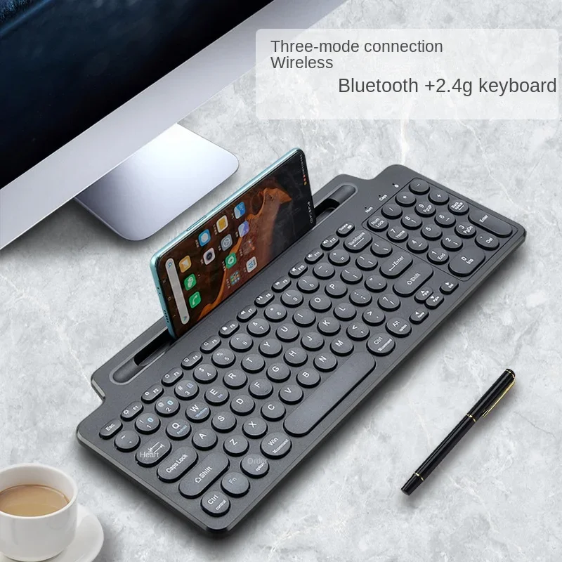 Ergonomic Wireless Keyboard 2.4Ghz - Bluetooth Enabled for Laptops, Tablets, Smartphones with Card Slot