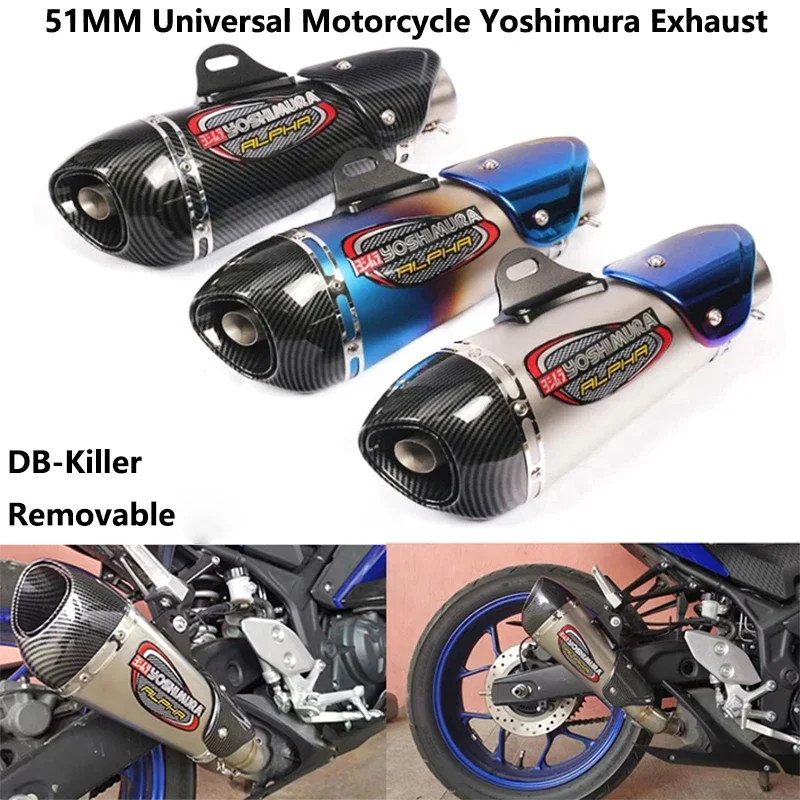 

Universal 51mm Yoshimura Motorcycle Exhaust Muffler Escape Removable DB Killer for Yamaha Kawasaki Honda Etc Exhaust Accessories