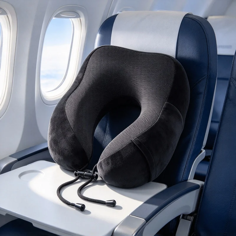 1pc Slow Rebound Memory Foam U-shaped Travel Pillow, Cartoon Neck Support Headrest, Airplane Car Nap Pillow for Travel