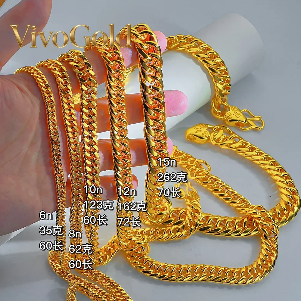 

VivoGold9999 24K real gold Gold Buckle Boss necklace Gold necklace Thick necklace Jewelry riding crop chain