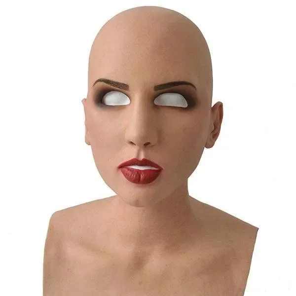 Halloween Cosplay Props Mask Latex Bald Beautiful Woman Mask Headgear Funny Mask