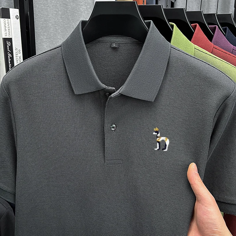 100% Cotton Men New Summer American Style Short-Sleeved Polo Shirt Lapel Button Various Colors Embroidery Sports Men's Clothing
