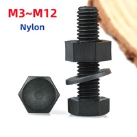 M3 M4 M5 M6 M8 M10 M12 Black Nylon Outer Hexagonal Screws Nuts Washers Metric Threaded Plastic Insulated Bolts Combination Set