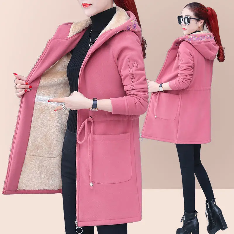 2023 korean Lamb plush coat Fall winter Plush famale jacket Women hoodie thick velvet Hooded Tops bulk items sweatshirt clothes