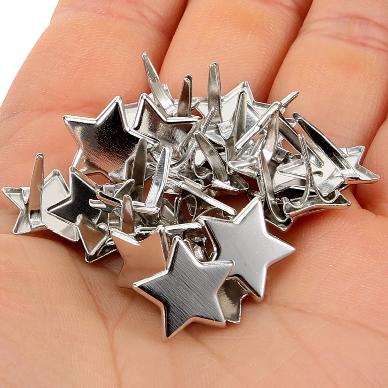 

100pcs Five-pointed Star Two-legged Nails Silver Iron Embellishments for DIY Crafts Scrapbook Decorations Metal Fasteners