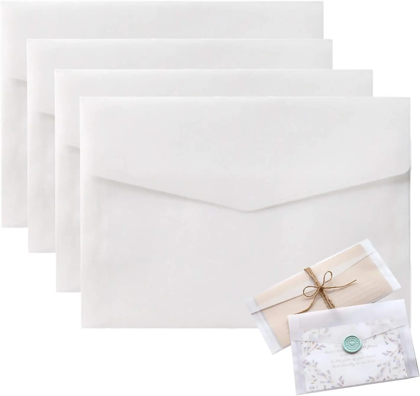 

Size 12*17cm Translucent Vellum Paper Envelopes For Invitation Postcard - No Moistenable Glue