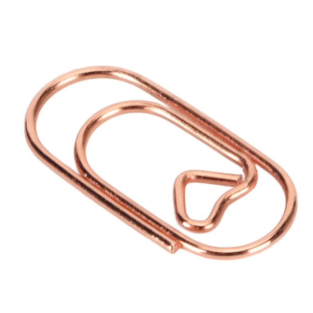 

250Pcs 20*9mm Fancy Paperclips Rose Gold/Gold/Silver Heart Shape Small Paper Clips Electroplating Metal with Storage Box