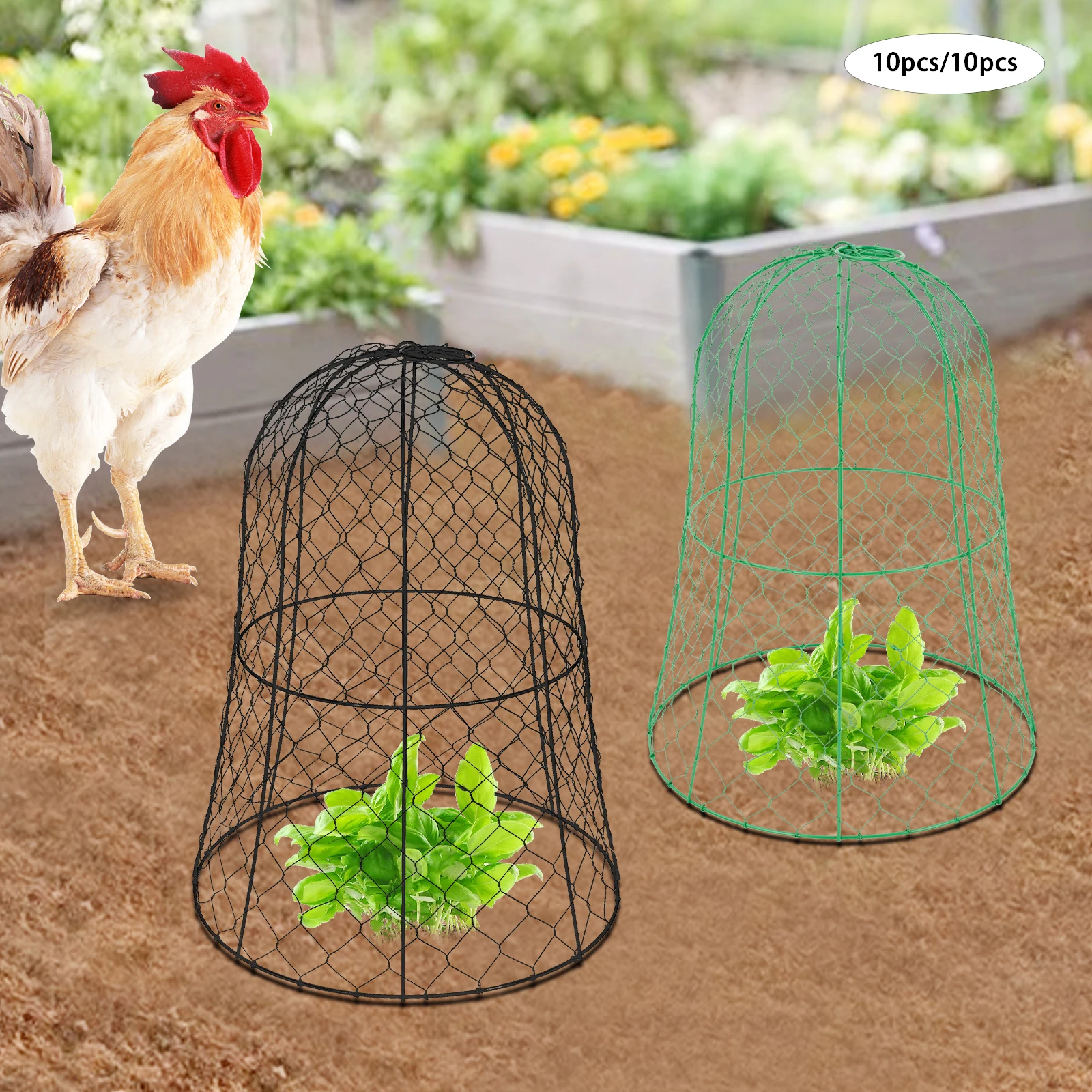 

10 Packs 12.99" Diameter x 15.75" Height Garden Chicken Wire Cloche Plant Protector and Cover Strong No Assembly Required