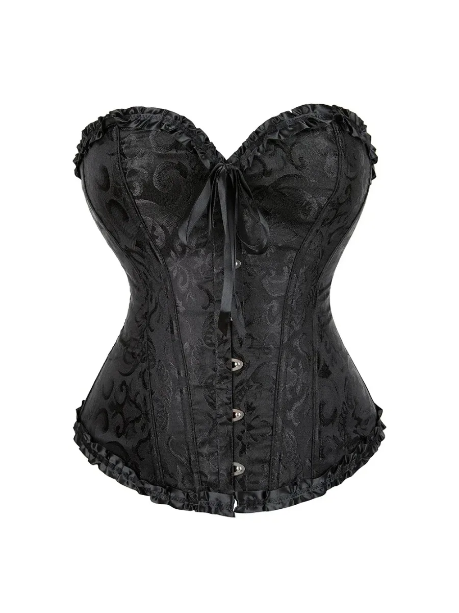 Women Sexy Corsets Bustiers Floral Lace Tops Shapewear Vintage Corset Gothic Satin Lingerie Corselet Overbust XS - 6XL