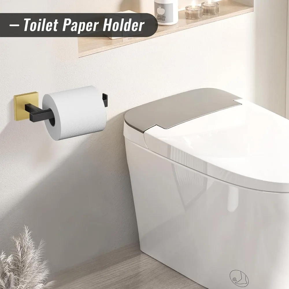 مجموعة أدوات المناشف باللونين الأسود والذهبي مكونة من 10 قطع، ملحقات أجهزة الحمام المصنوعة من الفولاذ المقاوم للصدأ، لمسة نهائية SUS304 ممتازة، ديكور حمام أنيق #4