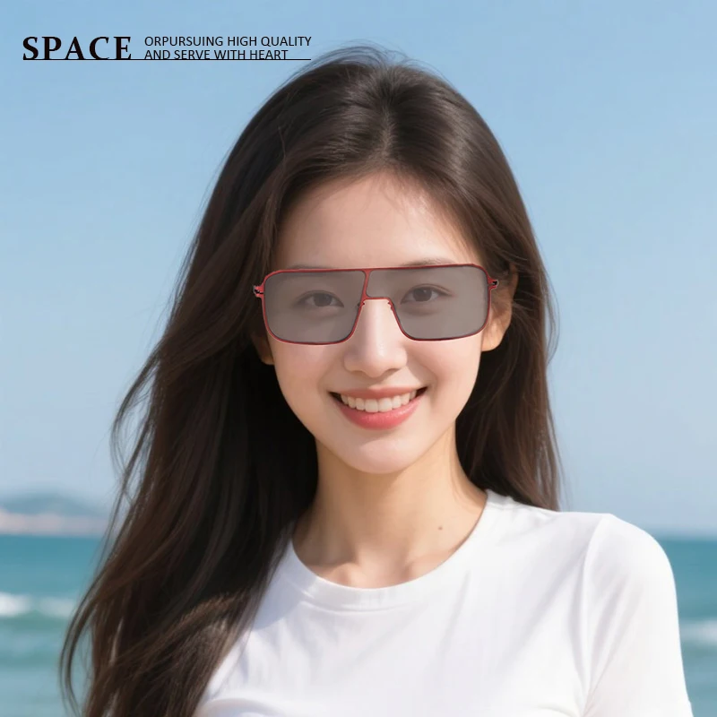 

Studio summer new men metal high-end style sunglasses retro and unique UV400 rectangular frame women handmade sunglasses