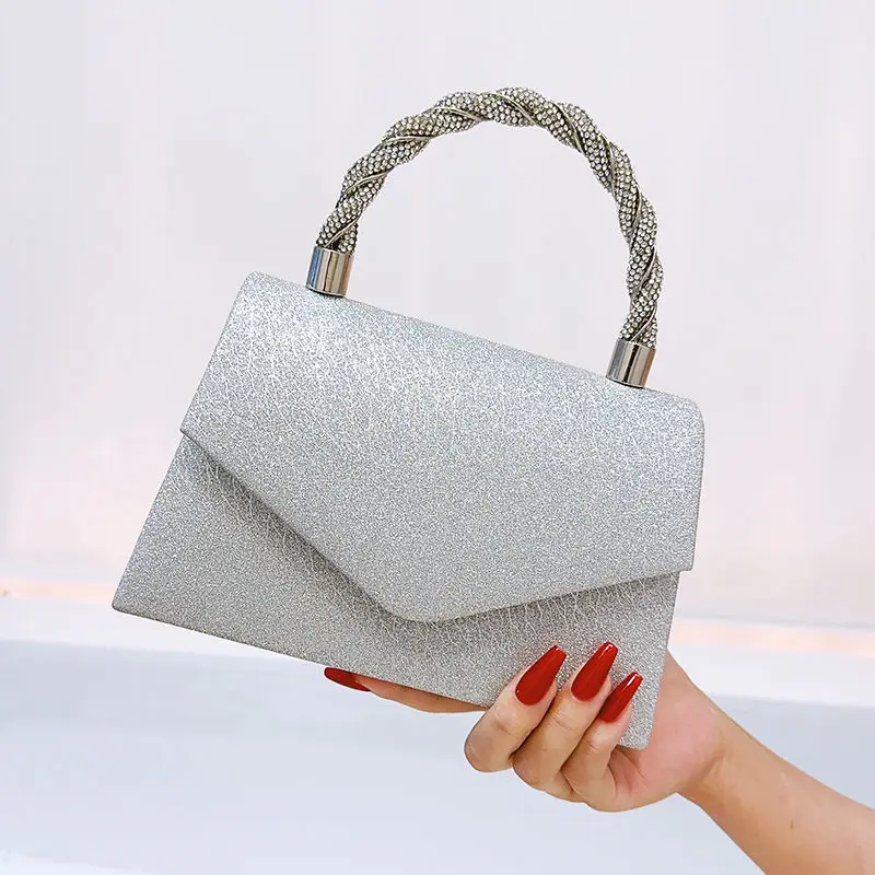 

2025 New French Shiny Small Square Packet Banquet Rhinestone Clutch Handbags Temperament Fairy Messenger Bag Dinner Clutch Bags