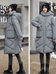 Large Size Winter Women Cold Coat Long Parkas Super Hot Coats Over-the-knee Puffer Jacket Hooded Loose Windproof Jacket Snowsuit