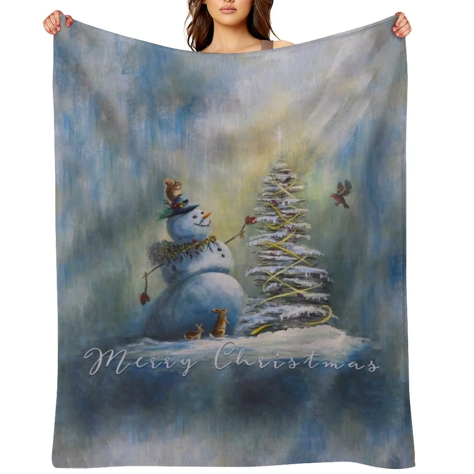 

Joyful Light -Snowman Collection Throw Blanket Decorative Beds for winter Cute Plaid cosplay anime Blankets