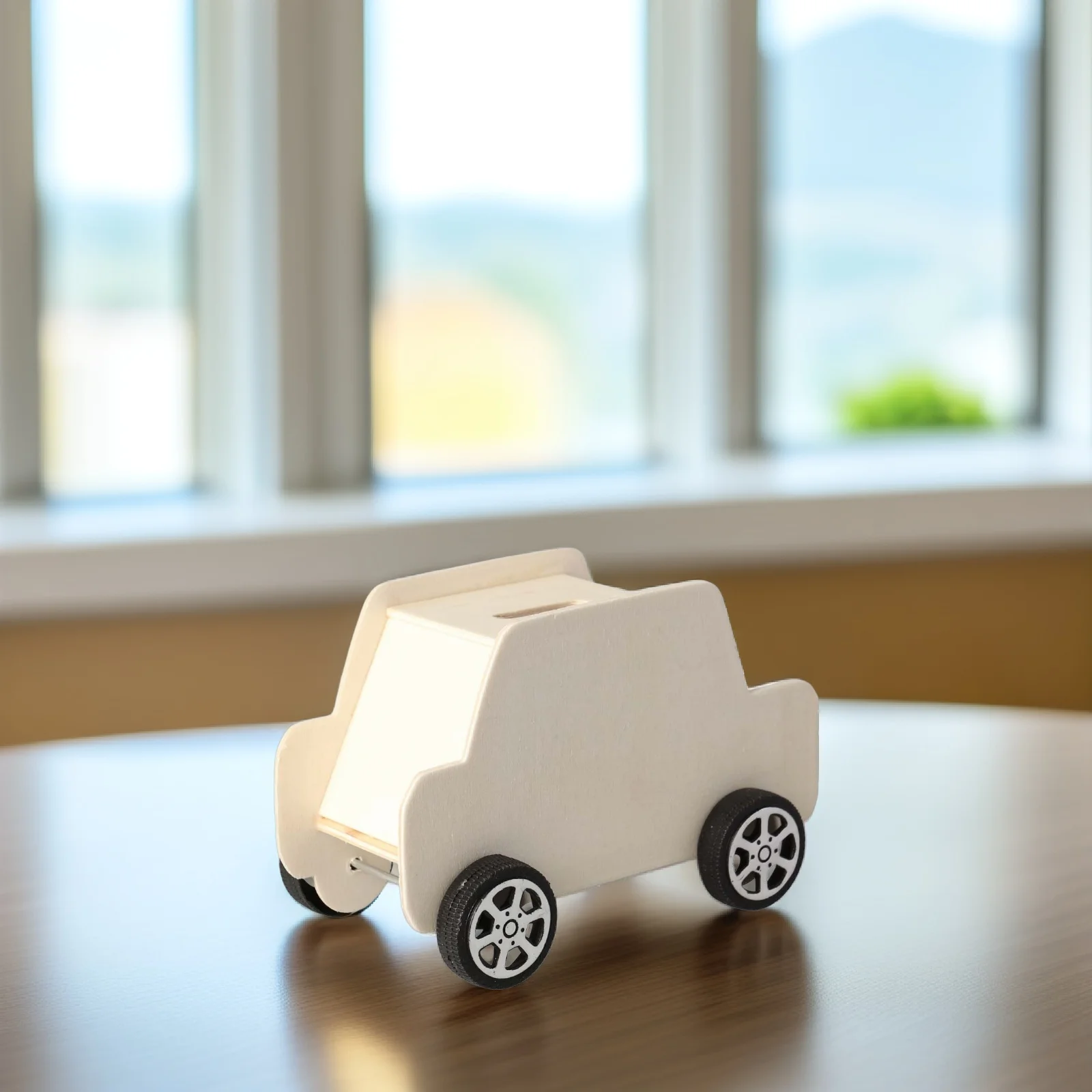 

Wooden Car Money Bank Toys White Embryo Bamboo Coin Saving Pot DIY Craft Fun Projects Kids Educational Gifts Manipulative