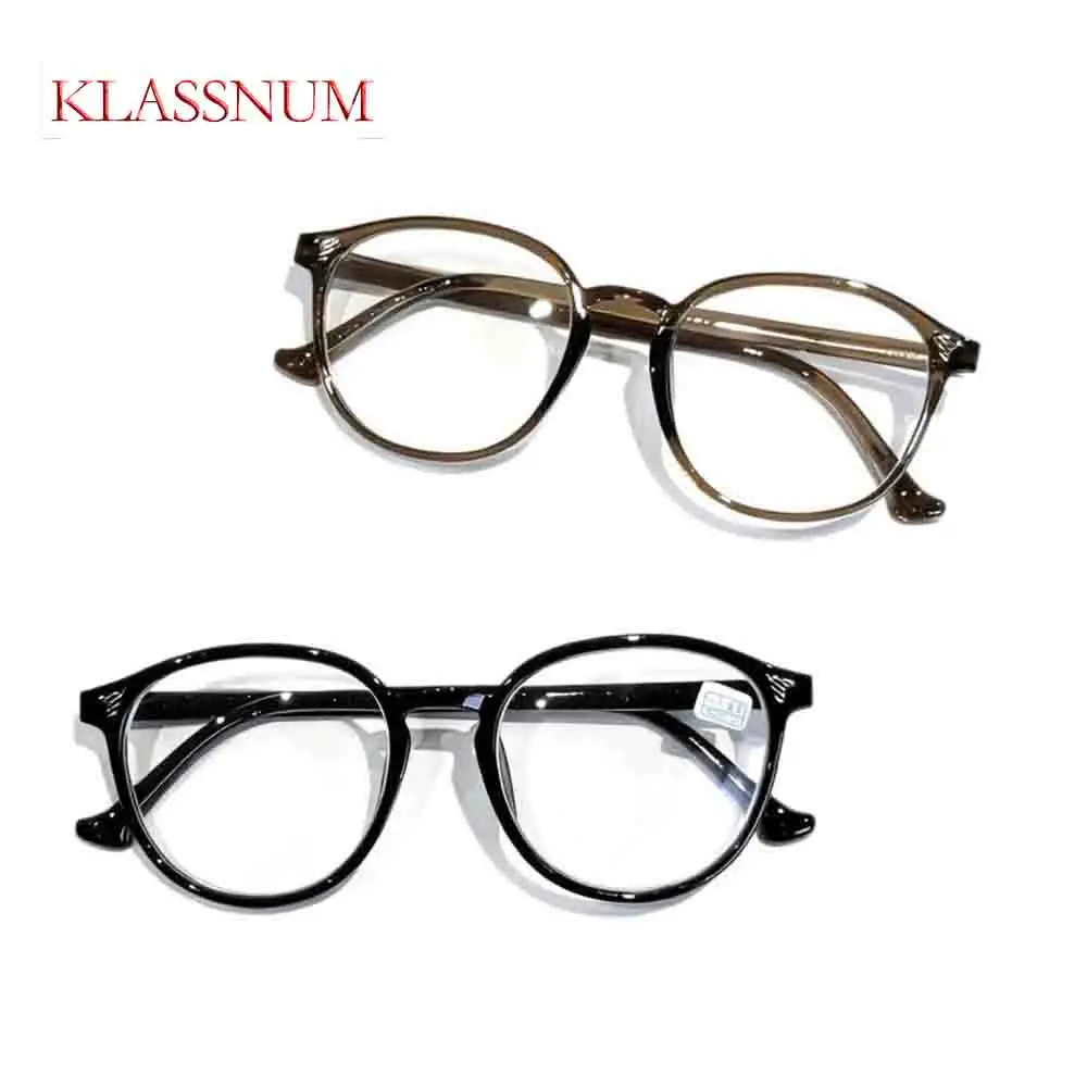 

KLASSNUM 2026, корейские модные очки высокой четкости с блокировкой синего света, модные ультралегкие плоские очки в круглой оправе