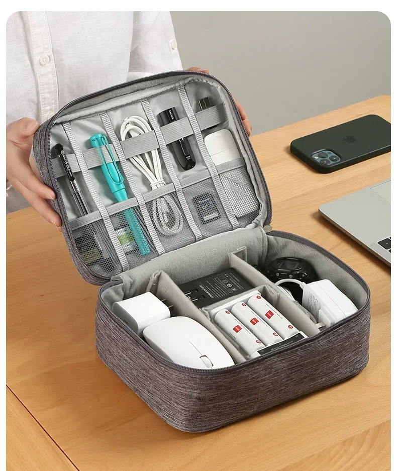 Travel Electronic Digital Storgage  Dustproof Anti-moisture Grid Large Capacity Data Cable Multi-Layer Travel