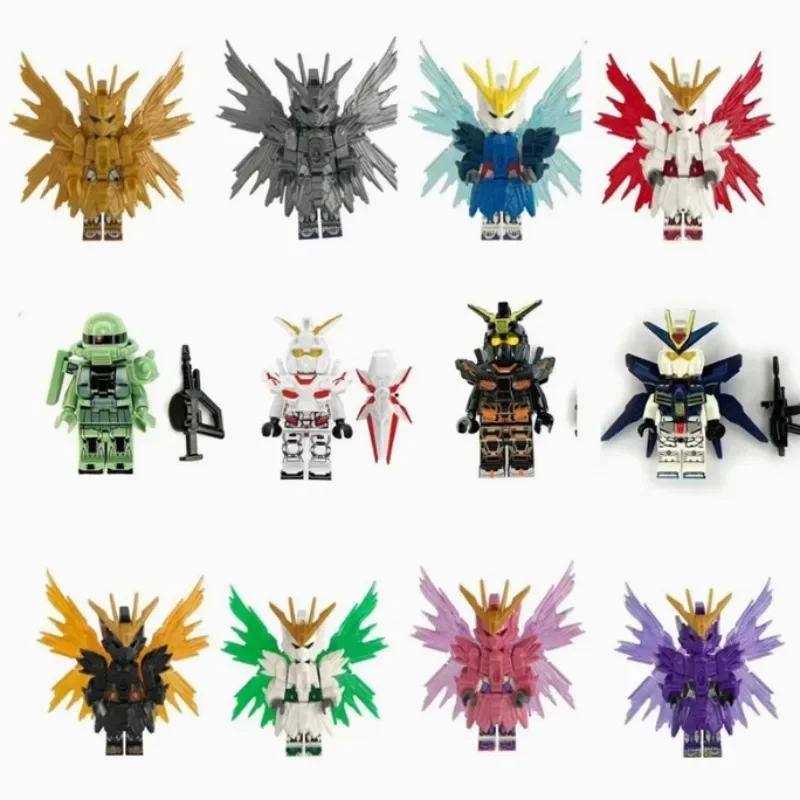 

Мобильный костюм Mecha, строительный блок, миниатюрная модель крыльев, детская собранная игрушка для мальчика, пластиковый подарок на день рождения, вечеринка