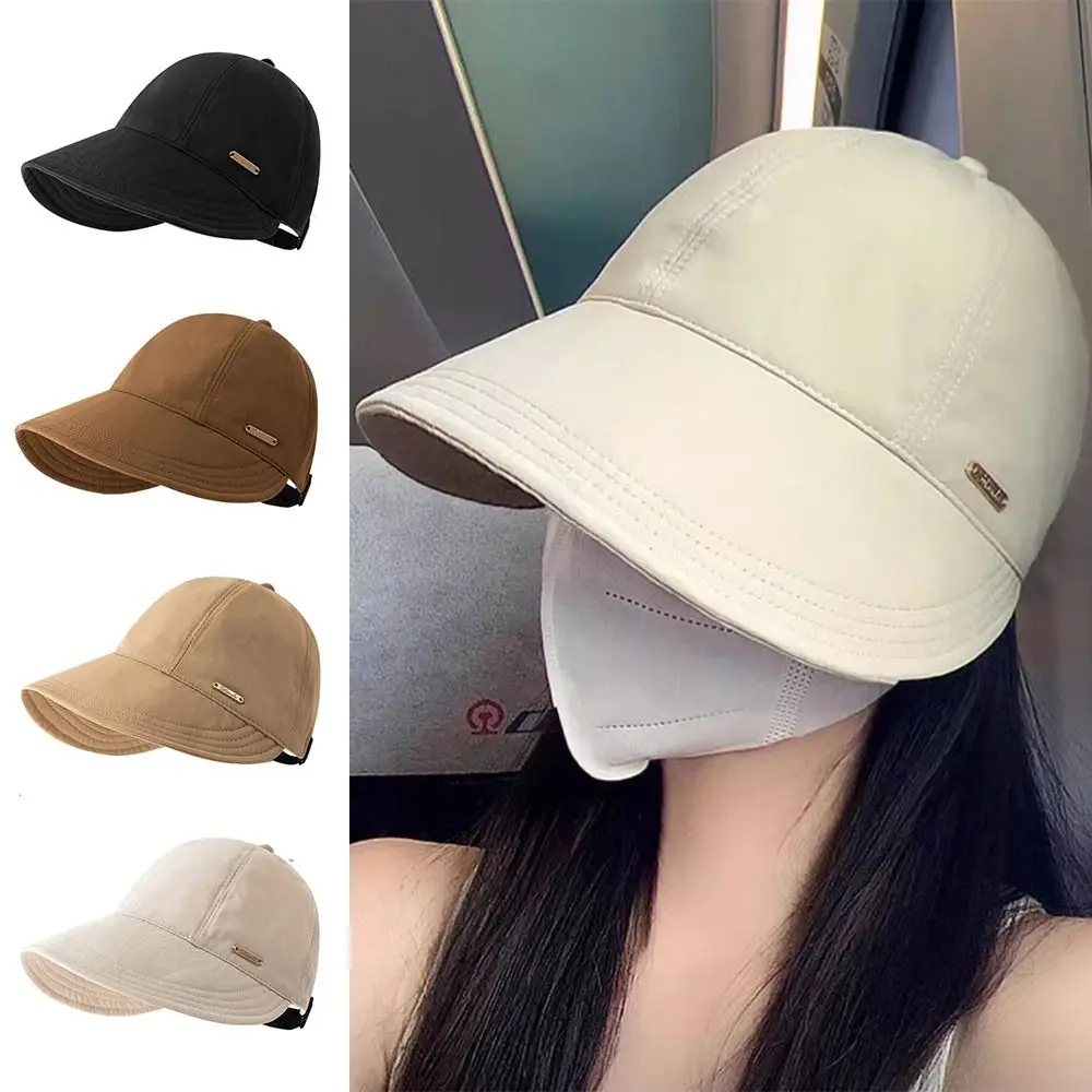 Wide Brim Sun Hat New Ponytail Drawstring Sunscreen Cap Foldable Adjustable Quick-drying Visors Men Women