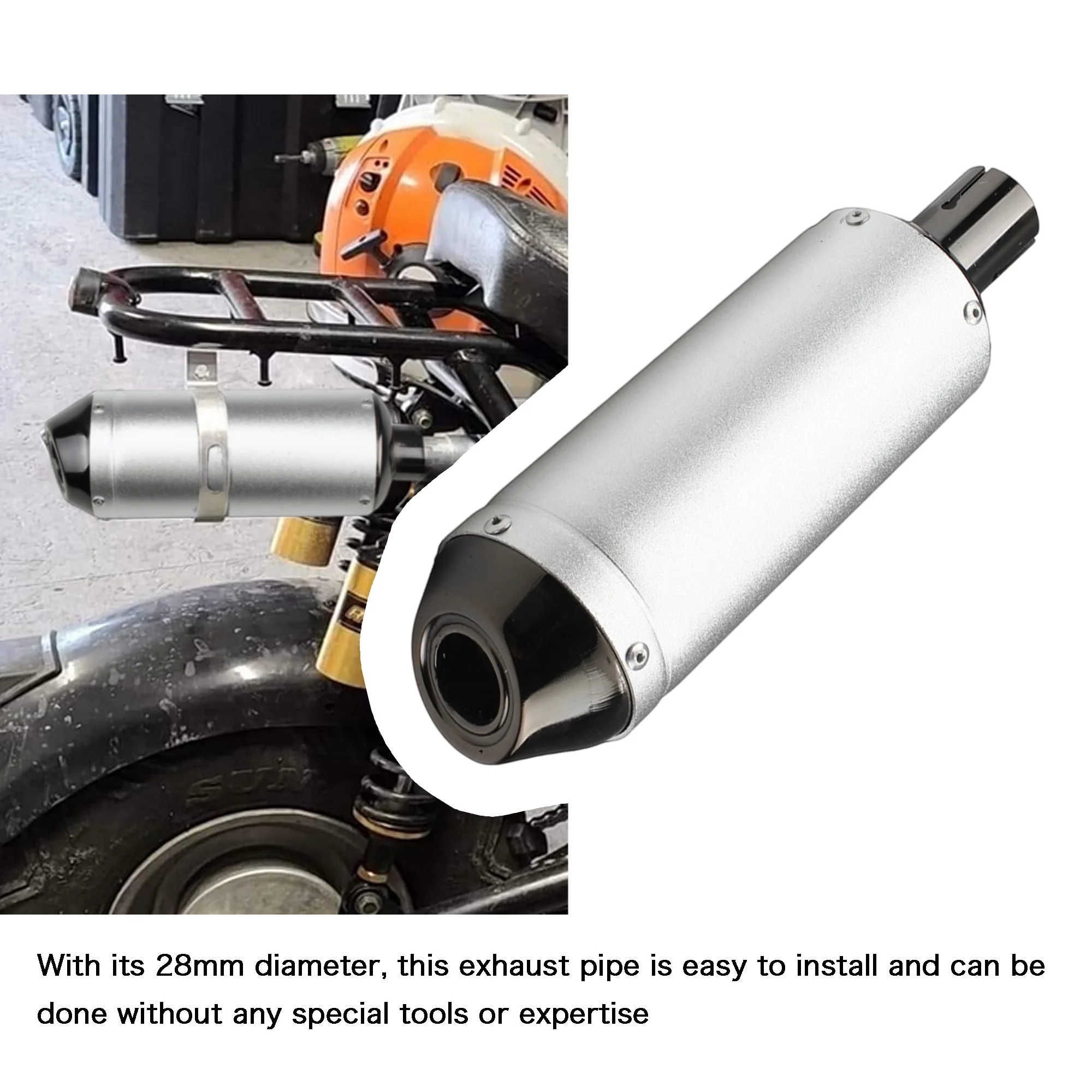 Sistem Knalpot Pipa Knalpot Sepeda Motor 28mm untuk ATV Quad Dirtbike Scooter Moped Motocross 125cc 150cc 160cc yang Dimodifikasi.