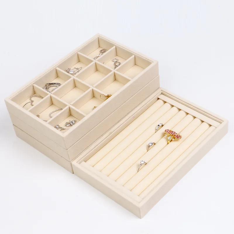 High Quality Portable Velvet Jewelry Ring Jewelry Display Organizer Box Tray Holder Earring Jewelry Storage Case Showcase