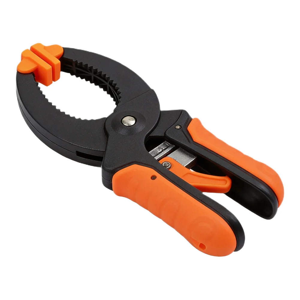 Ratcheting Hand Clamp 6/8 Inch With Quick Release, Adjustable Swivel Pads For Woodworking Gluing Securing, Nylon Handle