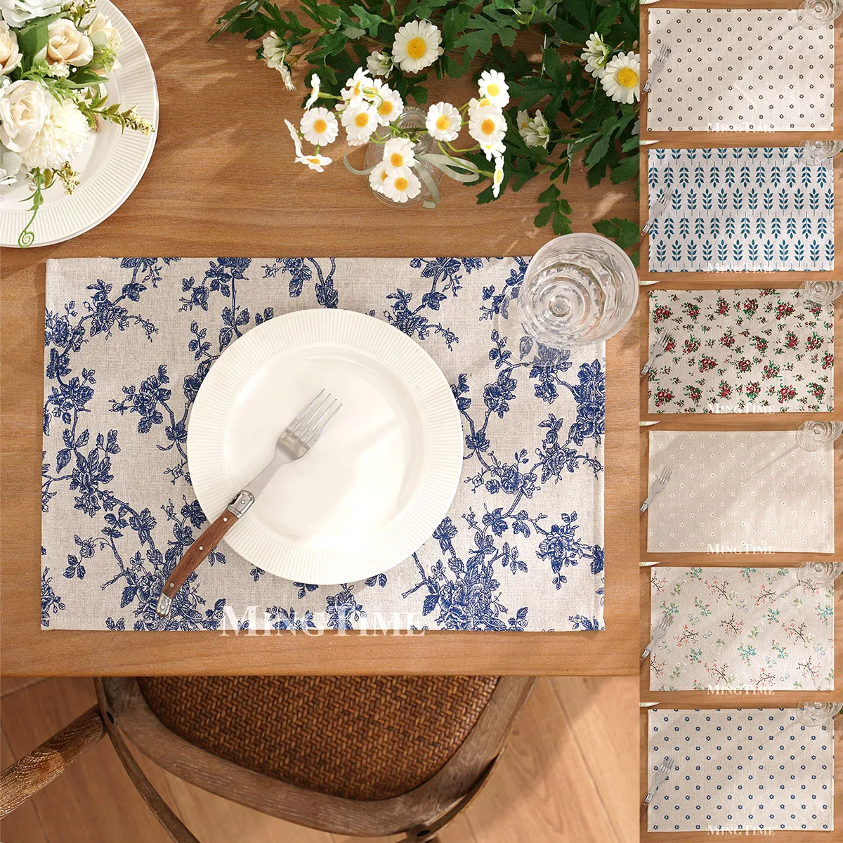 30x45cm Table Placemats Thick Cotton Linen Printed 12x18in Washable Reusable Table Decor Home Kitchen Wedding Party Dining